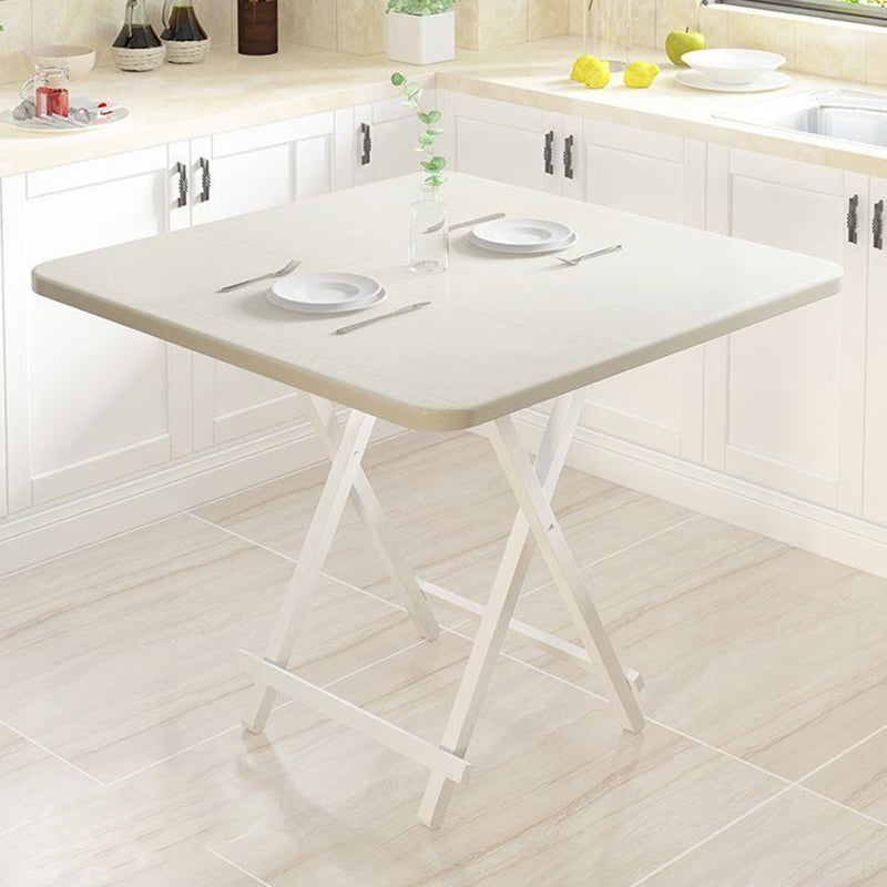 Modern Folding Dining Table Square Wood Top with Metal Legs for Home