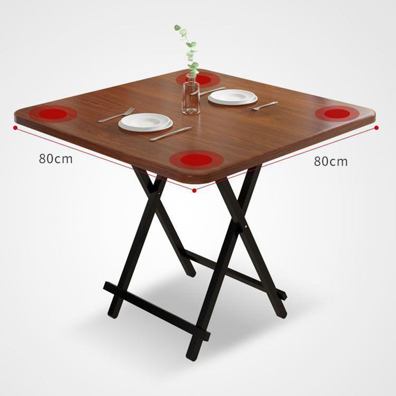 Modern Folding Dining Table Square Wood Top with Metal Legs for Home