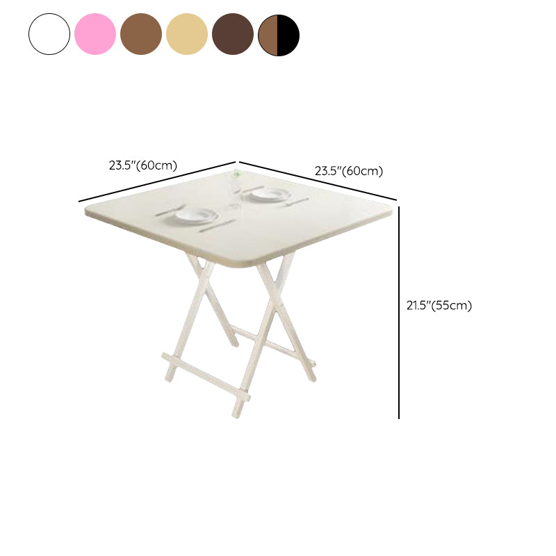 Modern Folding Dining Table Square Wood Top with Metal Legs for Home