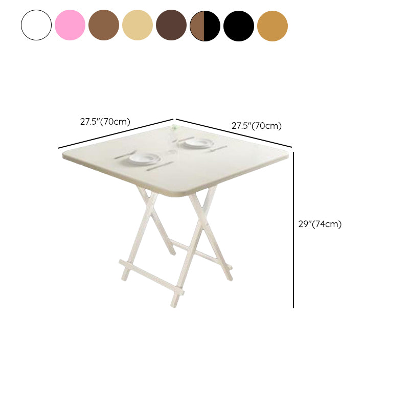Modern Folding Dining Table Square Wood Top with Metal Legs for Home