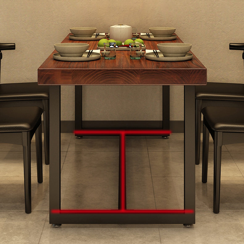 Industrial Style Rectangular Solid Wood Dining Table for Dining Room and Barbecue Shop
