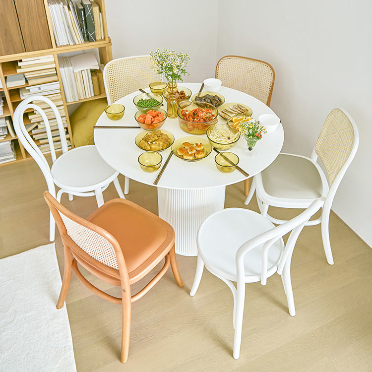 Modern Round Dining Table for 2 Persons Wooden Pedestal Base