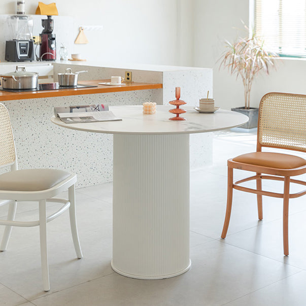 Modern Round Dining Table for 2 Persons Wooden Pedestal Base