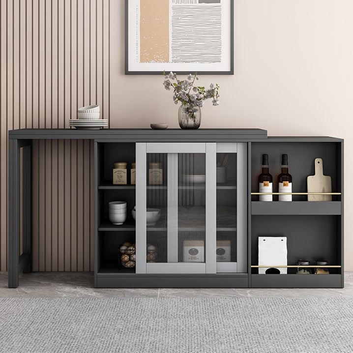 Modern Folding Dining Table with Storage Rectangle Wooden Top
