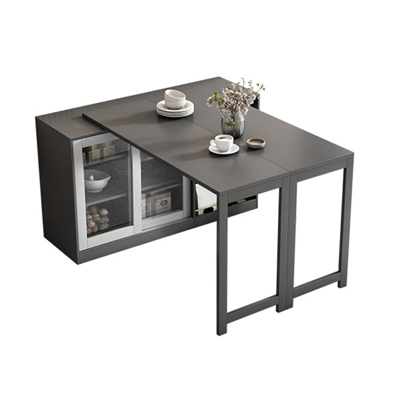 Modern Folding Dining Table with Storage Rectangle Wooden Top