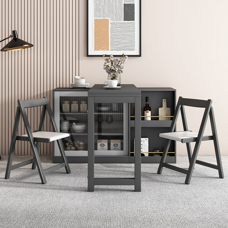 Modern Folding Dining Table with Storage Rectangle Wooden Top