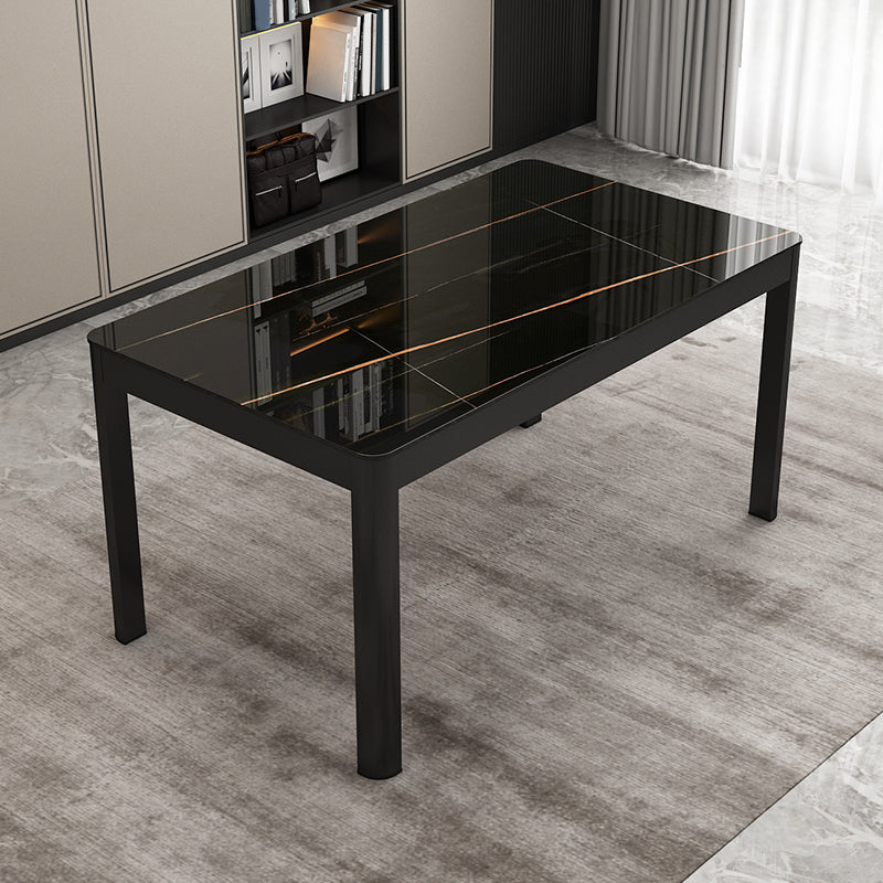 Contemporary Style Rectangle Glass Dining Site Table with 4 Legs