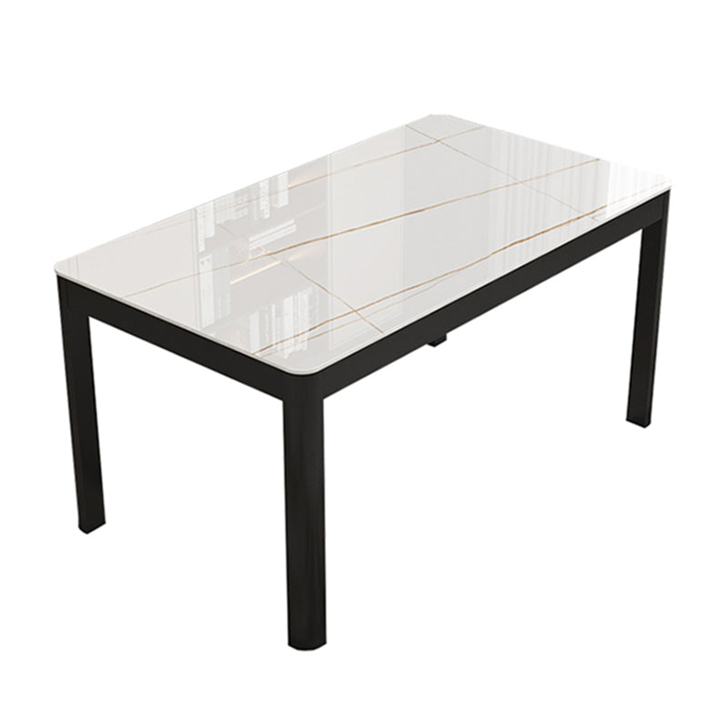 Contemporary Style Rectangle Glass Dining Site Table with 4 Legs