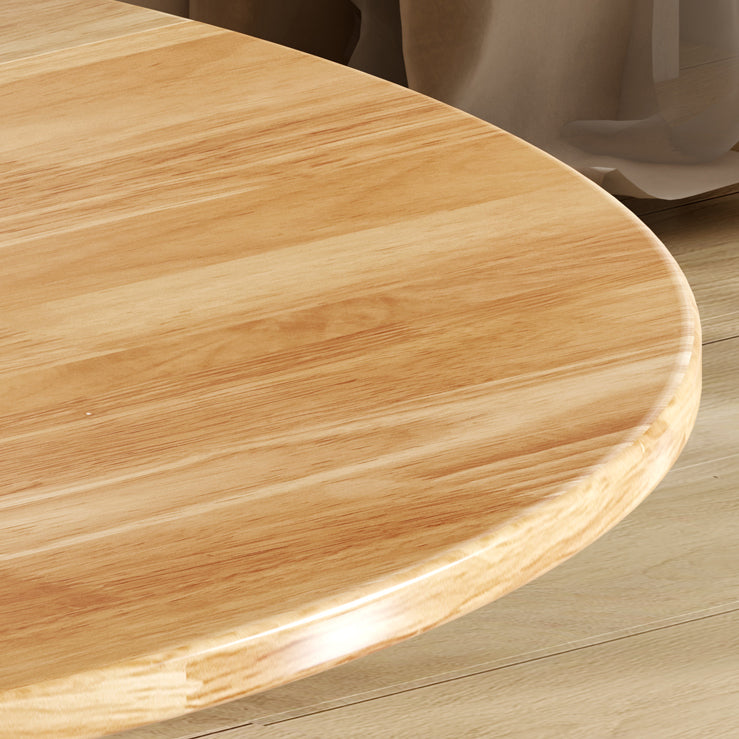 Modern Style Round Solid Wood Drop-Leaf Dining Table in Natural