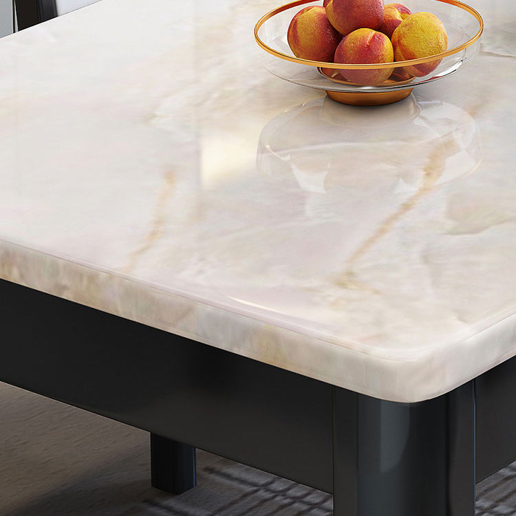 Contemporary Style Rectangle Marble Fixed Dinner Table with 4 Legs