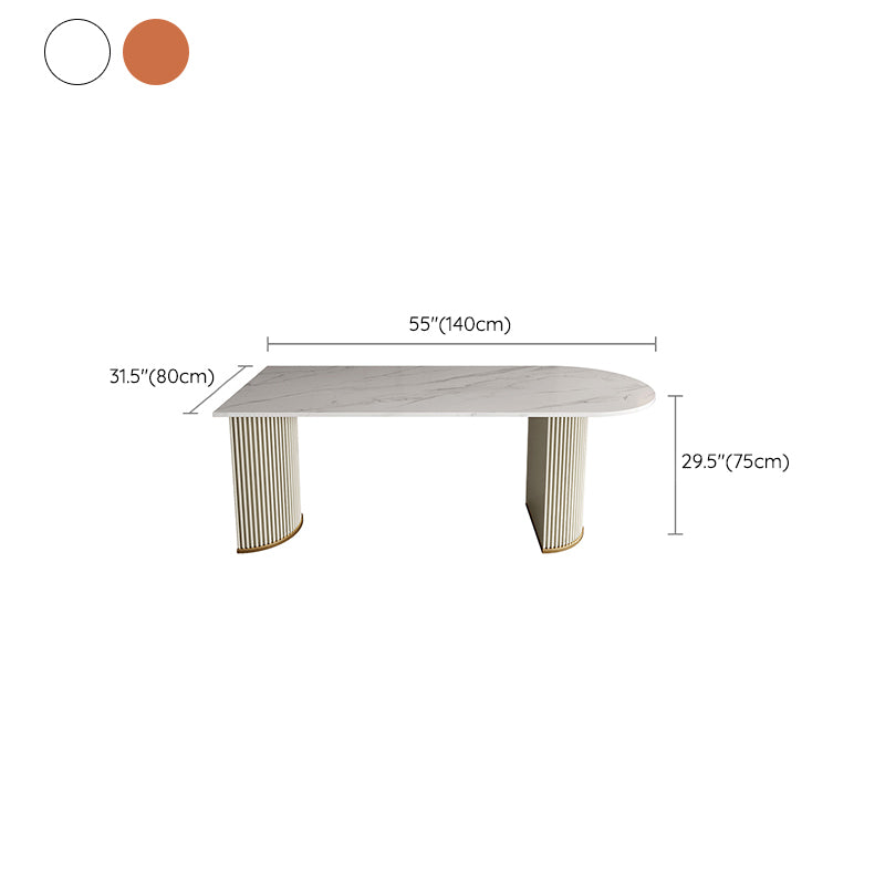 Modern White Stone Dining Table with Metal Legs for Dining Room