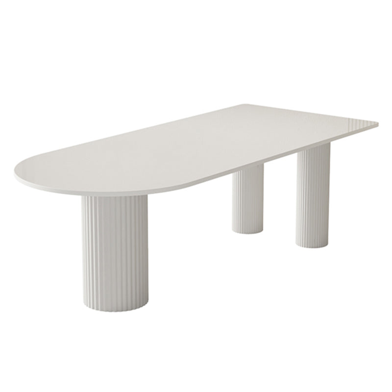 Contemporary White Color Faux Marble Dinner Table with 3 Legs