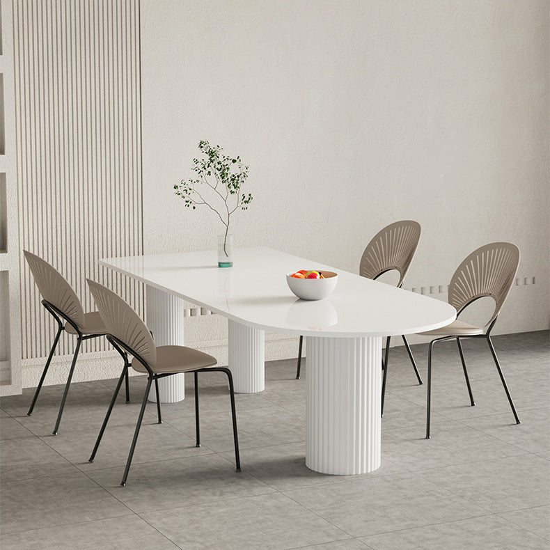 Contemporary White Color Faux Marble Dinner Table with 3 Legs