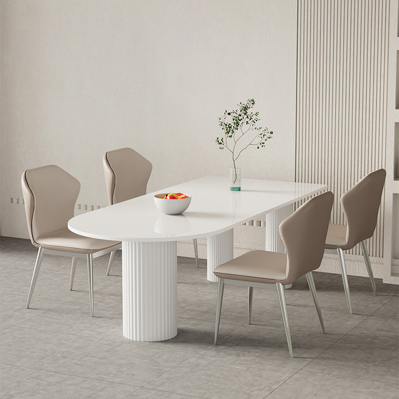 Contemporary White Color Faux Marble Dinner Table with 3 Legs