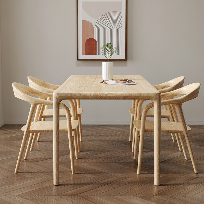 1/2/5 Pcs Rectangle Solid Wood Standard Height Dining Furniture Set in Light