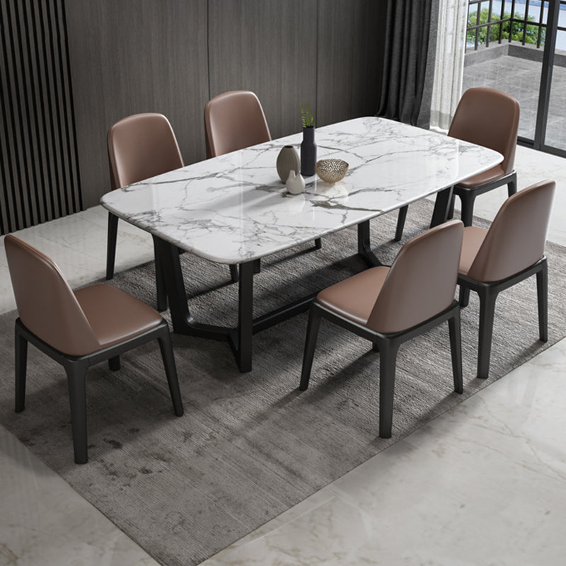 5/7 Pieces Modern White Marble Top Wooden Frame Dining Set for Home