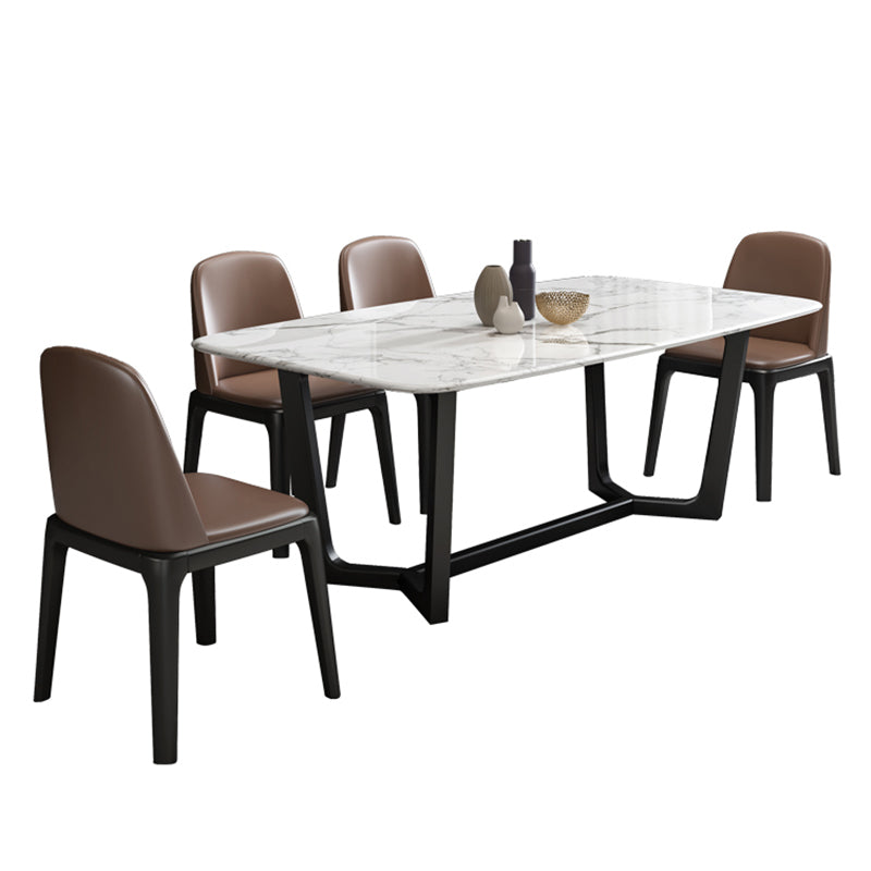 5/7 Pieces Modern White Marble Top Wooden Frame Dining Set for Home