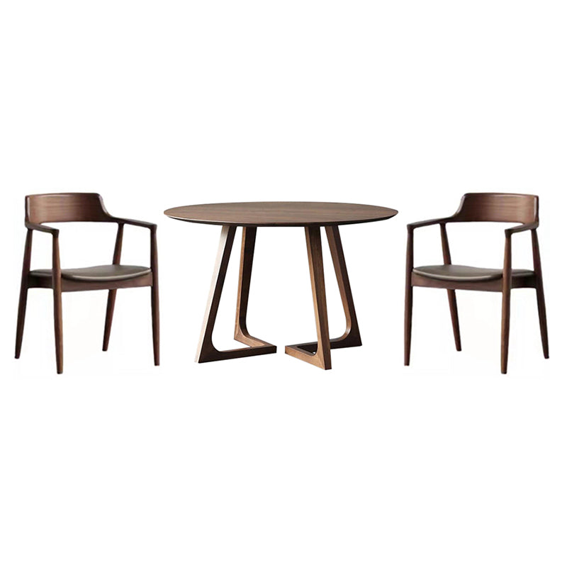 1/2/3/5/7 Pcs Modern Round Shape Solid Wood Dinette Table with Chair