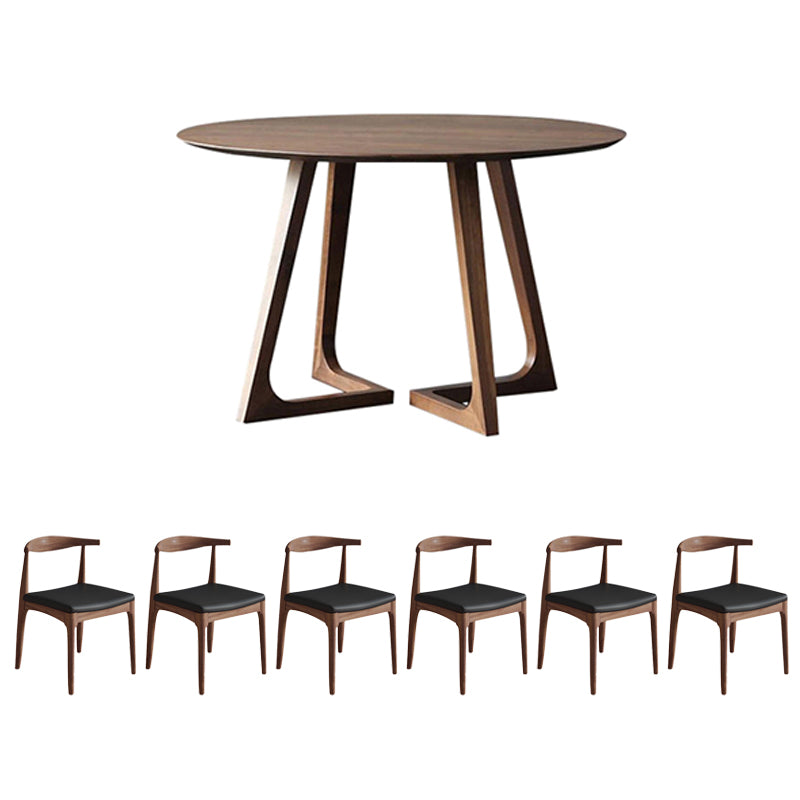 1/2/3/5/7 Pcs Modern Round Shape Solid Wood Dinette Table with Chair