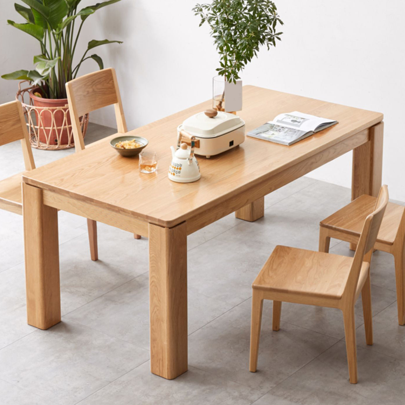 1/4/5 Pcs Modern Style Rectangle Solid Wood Standard Height Dining Furniture Set