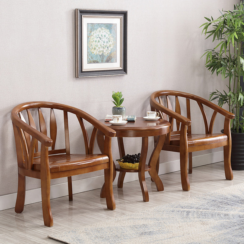 Traditional Style Dining Chair Wooden Open Back Side Chair for Living Room