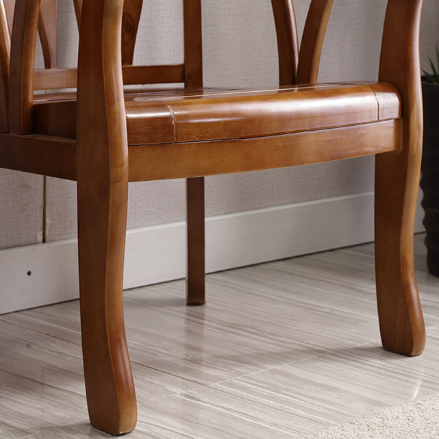 Traditional Style Dining Chair Wooden Open Back Side Chair for Living Room