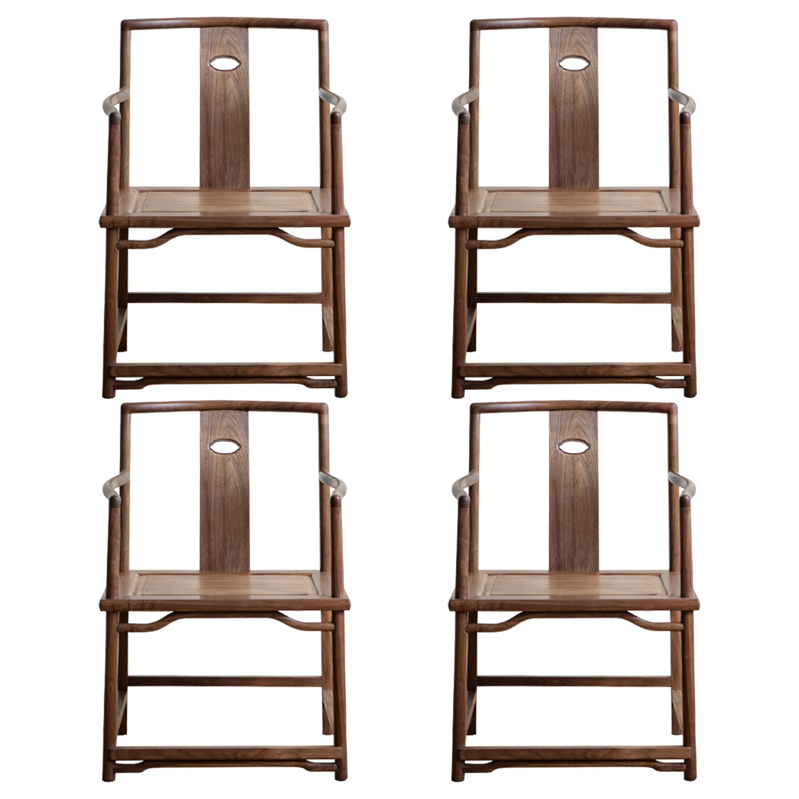 Traditional Style Dining Chair Slat Back Solid Wood Arm Chair for Home