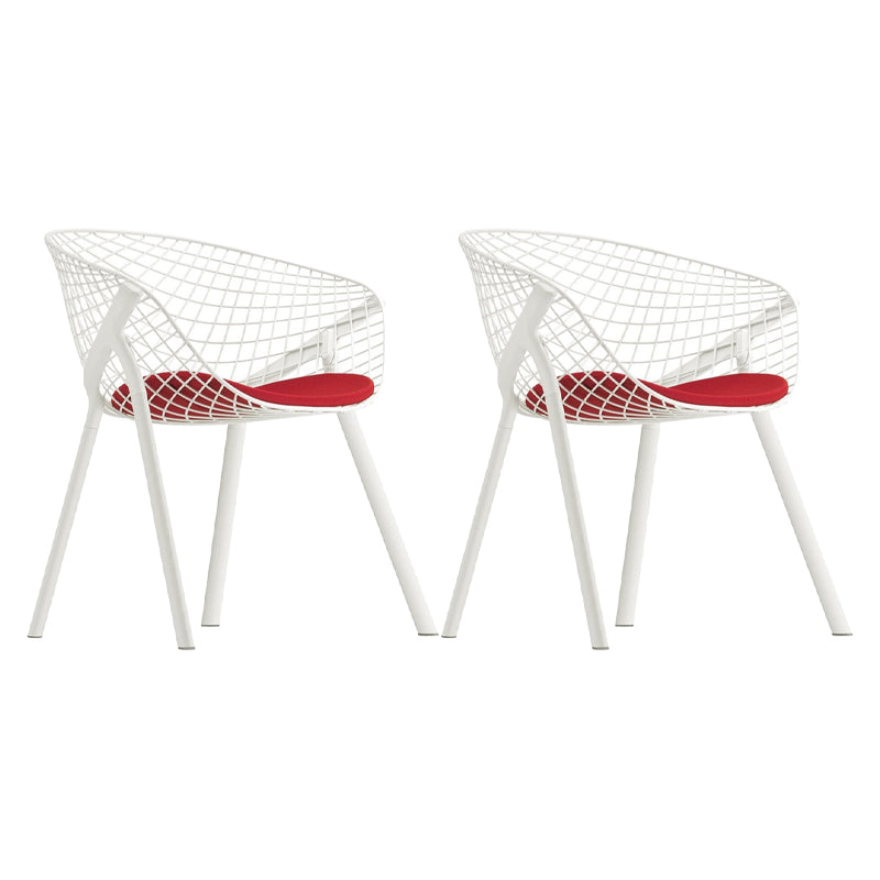 Modern Style Arm Chair Metal Cross Back Dining Room Chair for Indoor
