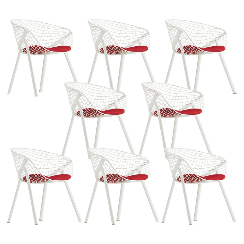 Modern Style Arm Chair Metal Cross Back Dining Room Chair for Indoor
