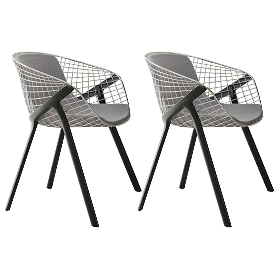 Modern Style Arm Chair Metal Cross Back Dining Room Chair for Indoor