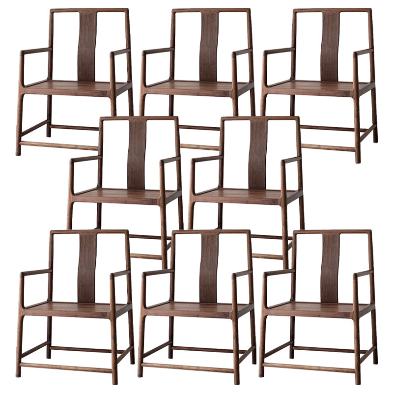 Traditional Slat Back Dining Arm Chair Solid Wood Arm Chair for Home