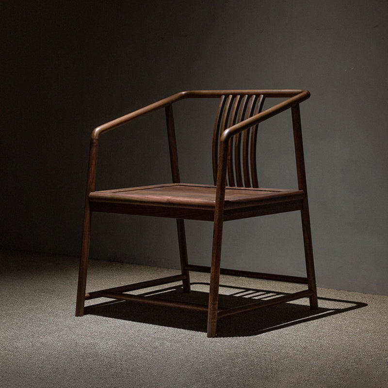 Traditional Slat Back Dining Arm Chair Solid Wood Arm Chair for Home