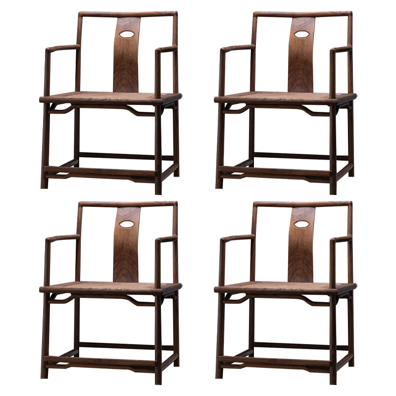 Traditional Slat Back Dining Arm Chair Solid Wood Arm Chair for Home
