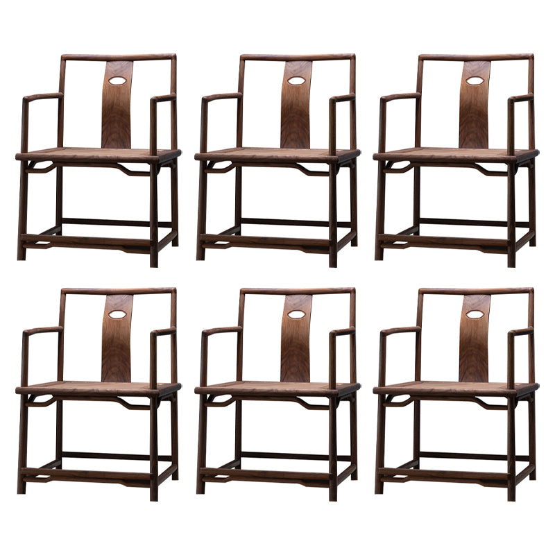 Traditional Slat Back Dining Arm Chair Solid Wood Arm Chair for Home