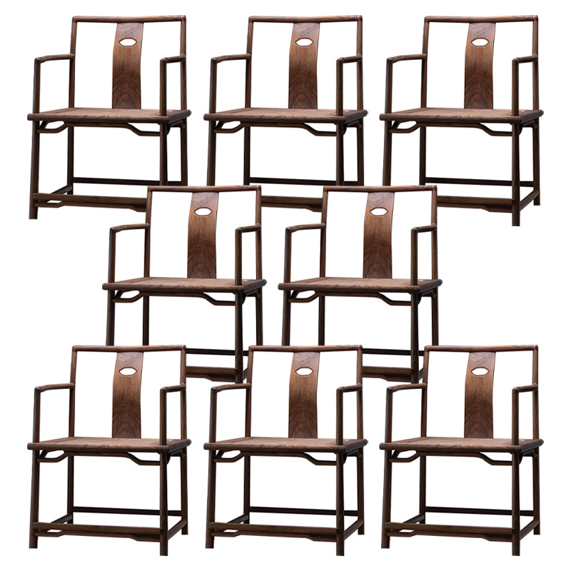 Traditional Slat Back Dining Arm Chair Solid Wood Arm Chair for Home