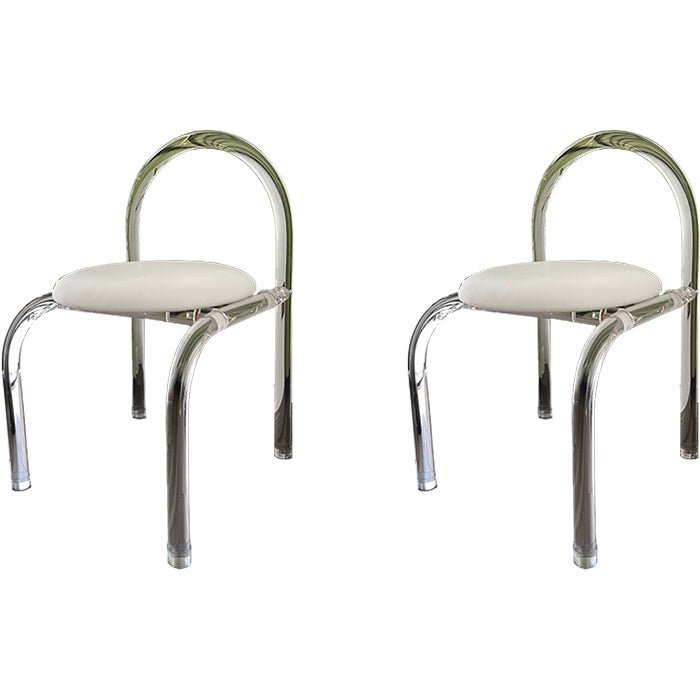 Modern Style Dining Chair Leather Open Back Side Chair with Acrylic Base