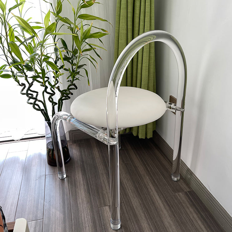Modern Style Dining Chair Leather Open Back Side Chair with Acrylic Base