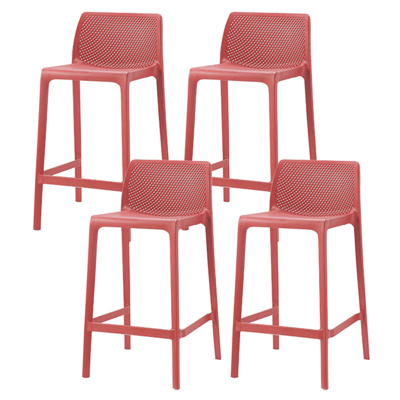 Contemporary Low Back Indoor Plastic Armless Bar Stool with Footrest