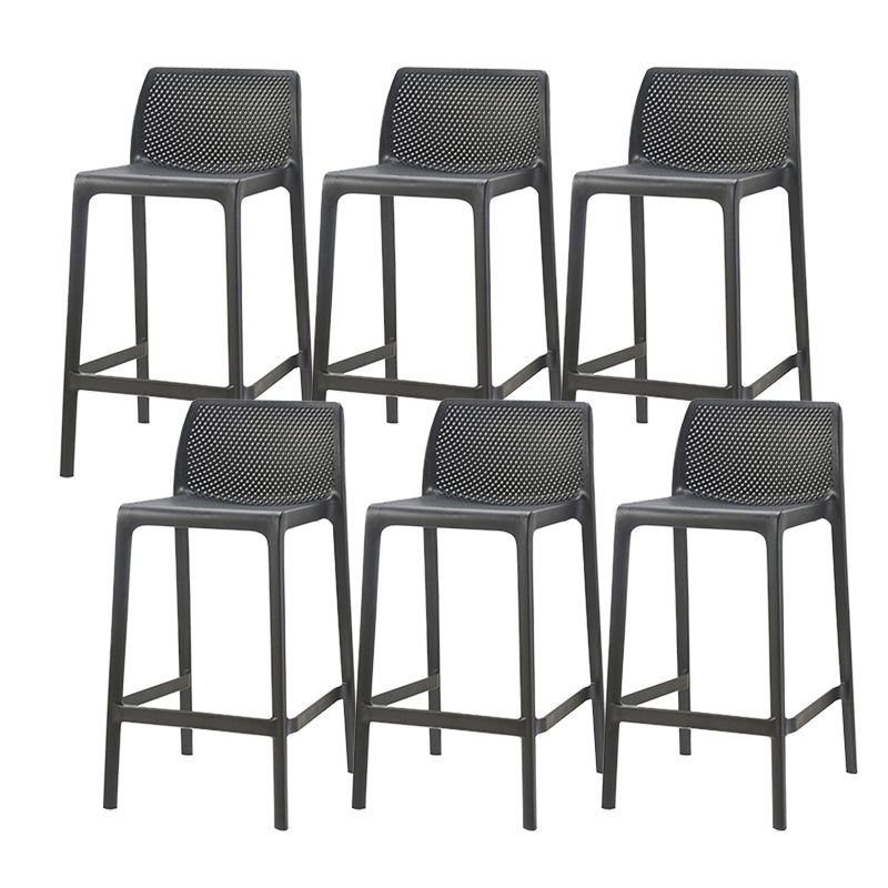 Contemporary Low Back Indoor Plastic Armless Bar Stool with Footrest