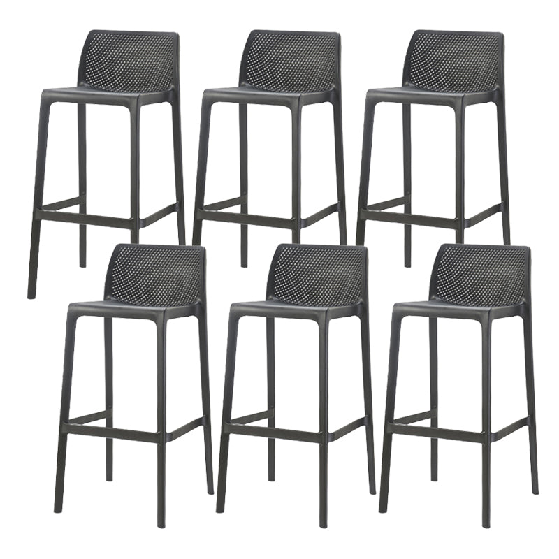 Contemporary Low Back Indoor Plastic Armless Bar Stool with Footrest