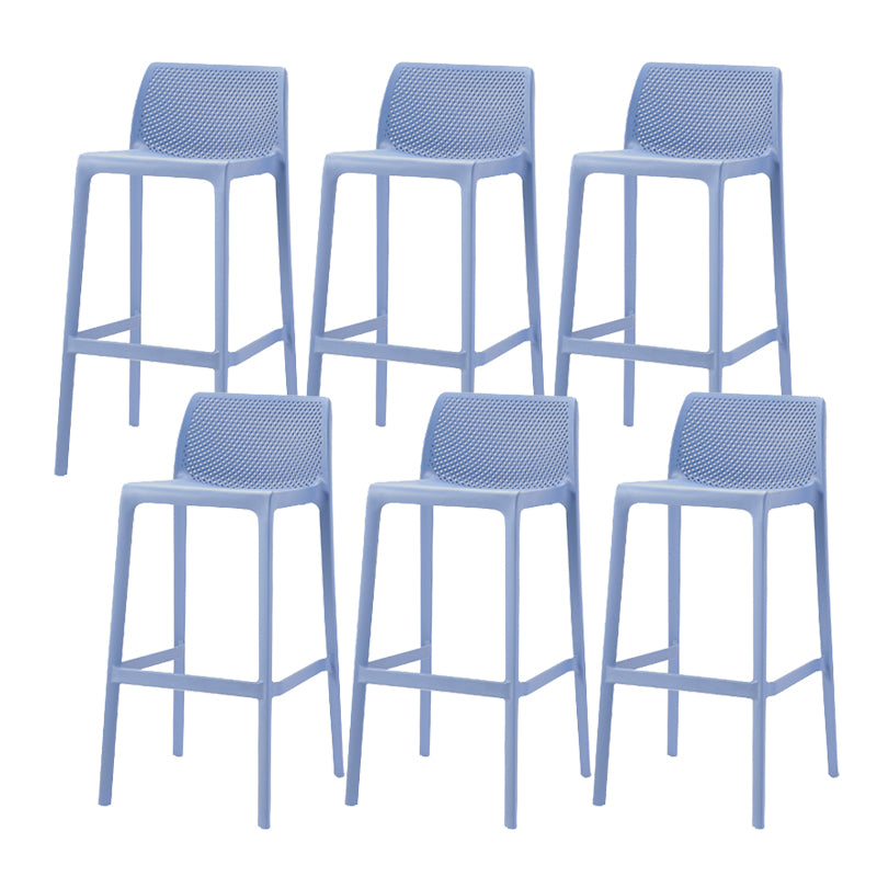 Contemporary Low Back Indoor Plastic Armless Bar Stool with Footrest