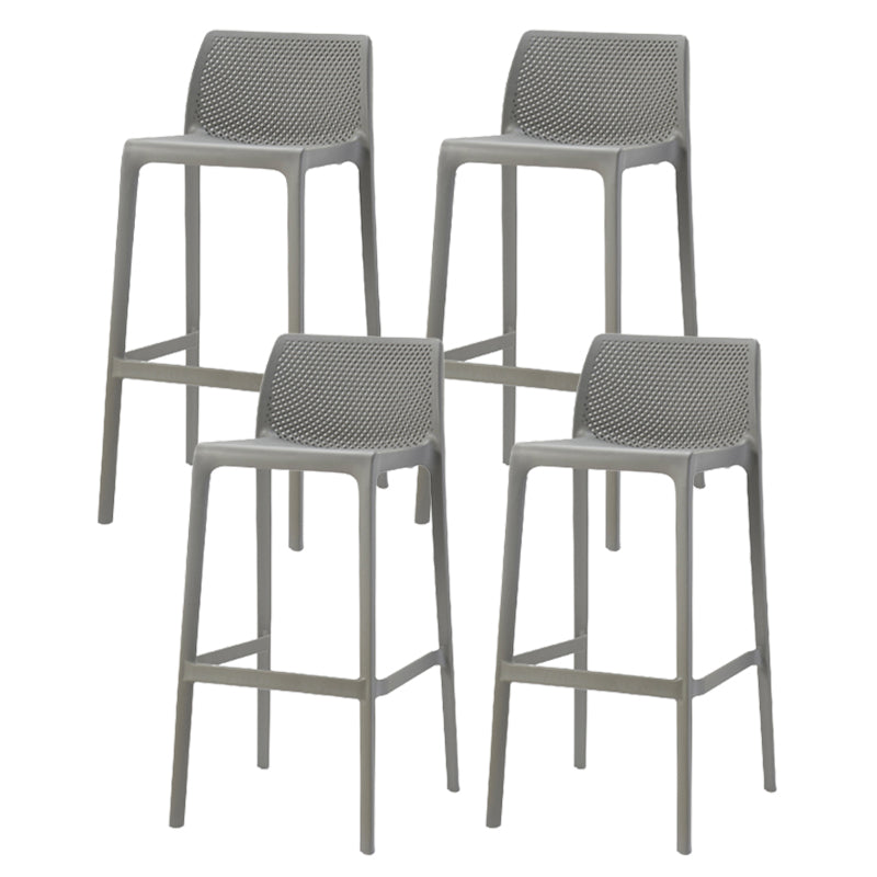 Contemporary Low Back Indoor Plastic Armless Bar Stool with Footrest