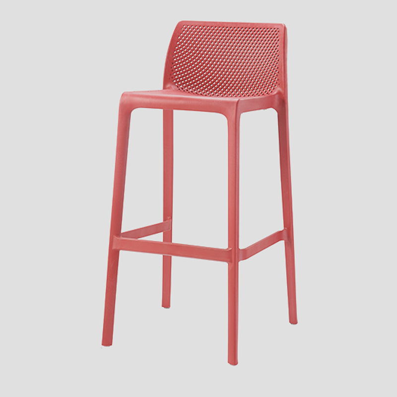 Contemporary Low Back Indoor Plastic Armless Bar Stool with Footrest
