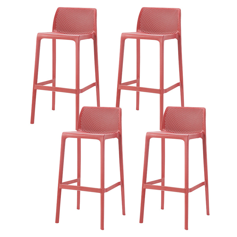 Contemporary Low Back Indoor Plastic Armless Bar Stool with Footrest