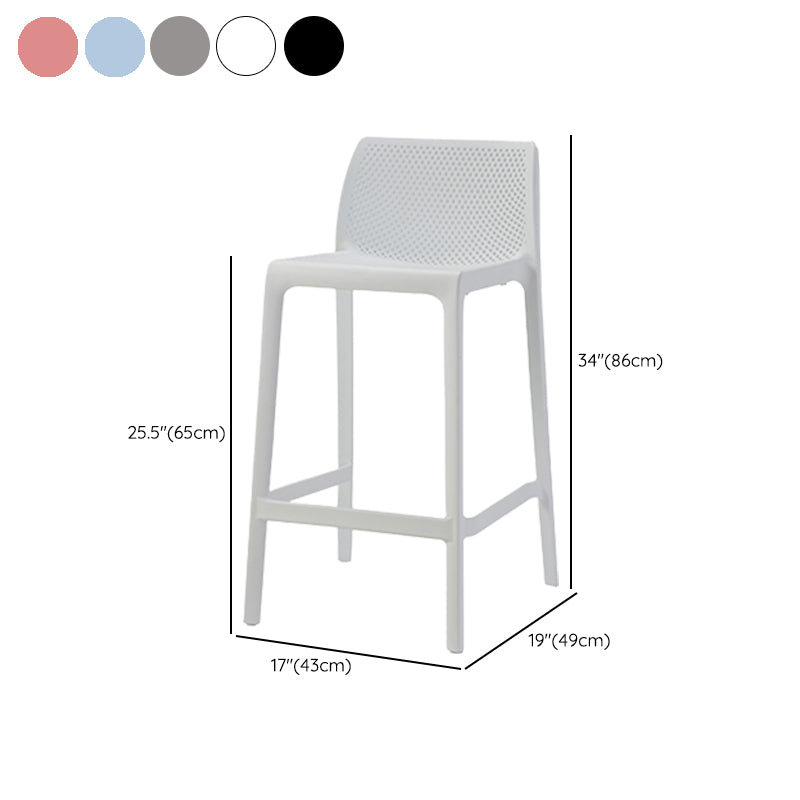 Contemporary Low Back Indoor Plastic Armless Bar Stool with Footrest