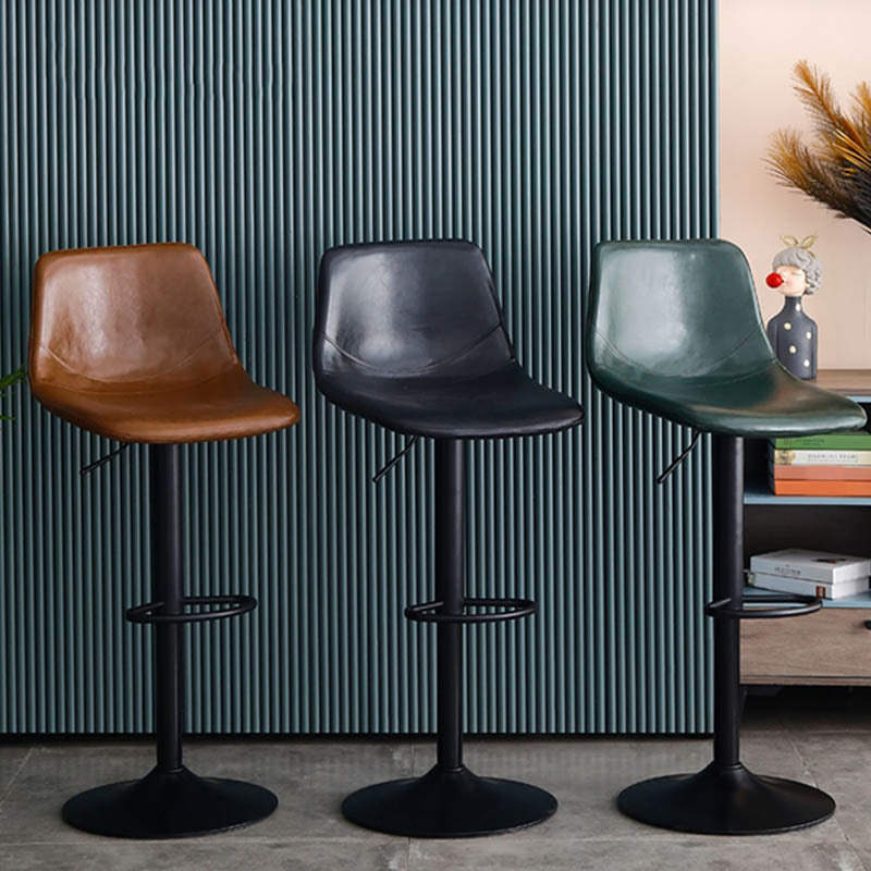 Modern Style Adjustable Backrest Counter Stool with Leather Cushion and Metal Base