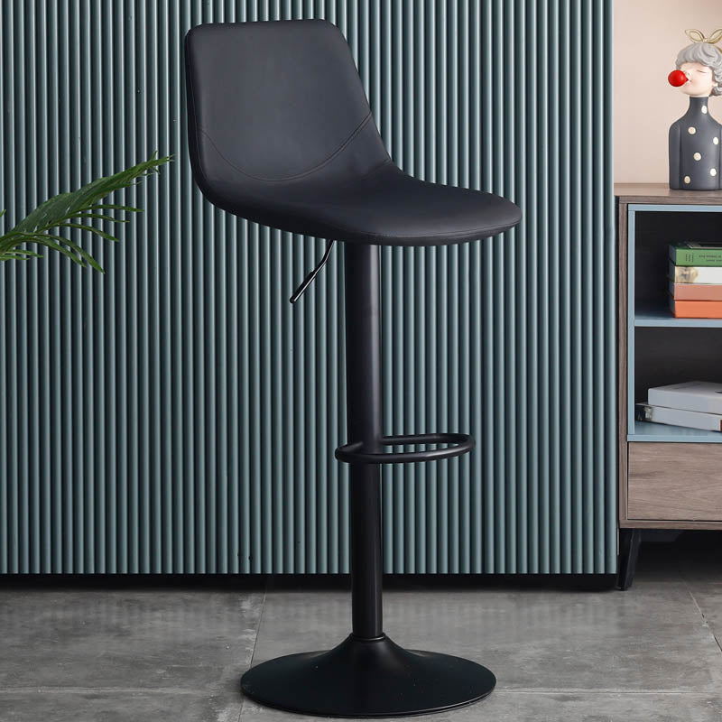 Modern Style Adjustable Backrest Counter Stool with Leather Cushion and Metal Base