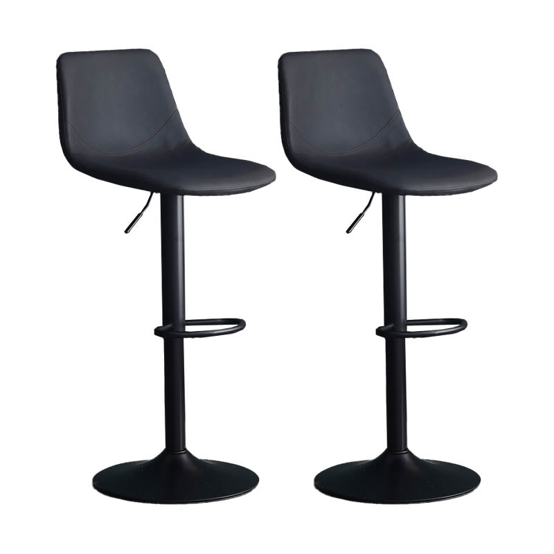 Modern Style Adjustable Backrest Counter Stool with Leather Cushion and Metal Base