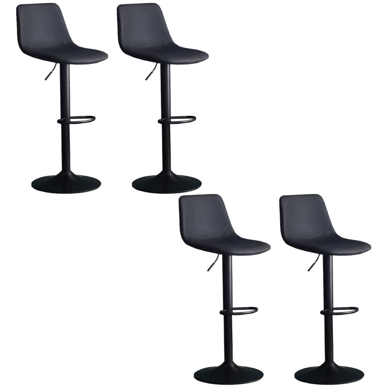 Modern Style Adjustable Backrest Counter Stool with Leather Cushion and Metal Base