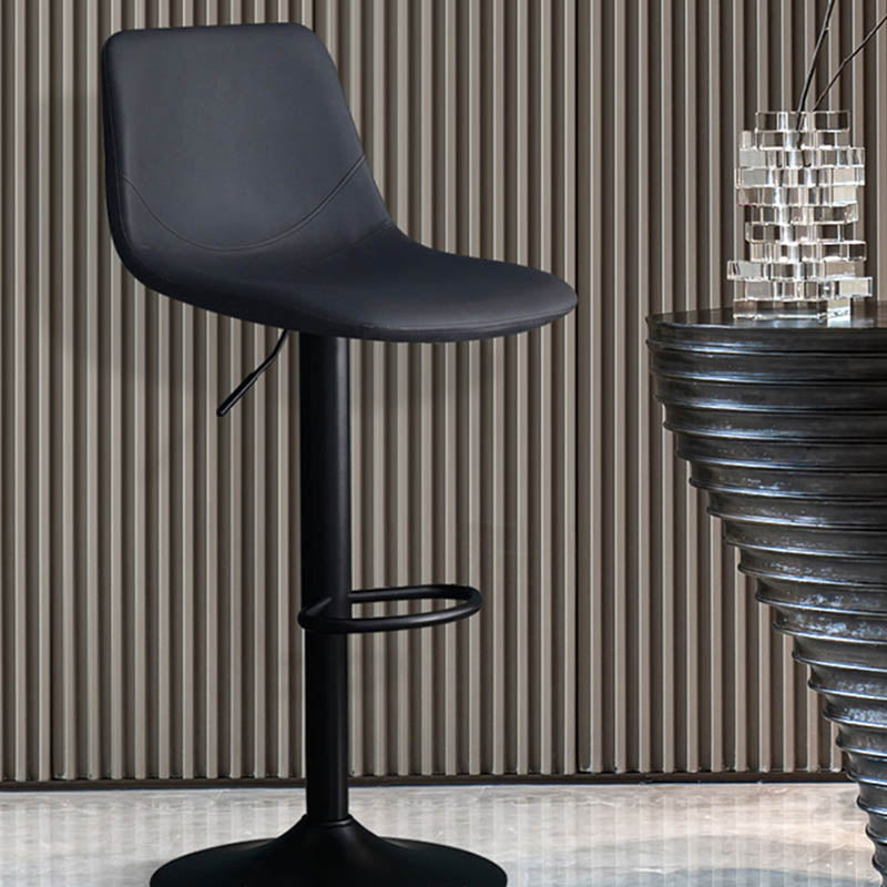 Modern Style Adjustable Backrest Counter Stool with Leather Cushion and Metal Base